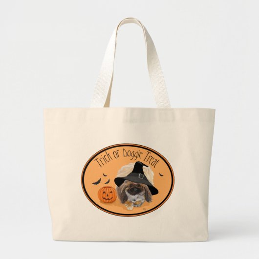 Grand Tote Bag Pékinois Halloween (Devant)