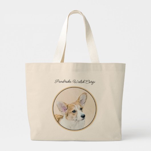 Grand Tote Bag Pembroke Welsh Corgi Peinture Rouge Original Chien (Dos)