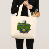 Grand Tote Bag Pennsylvanie Carte, trimestre, drapeau et texte de (Devant (produit))