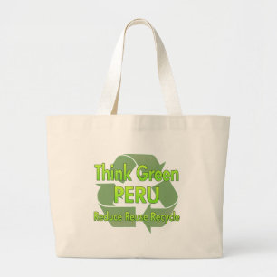 Grand Tote Bag Pensez le Pérou vert