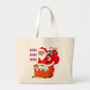 Grand Tote Bag PÈRE NOËL AVEC DES PRÉSENTS DE NOËL, OH ! Oh ! Oh 