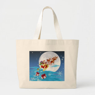 Grand Tote Bag Père Noël dans son traîneau