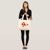 Grand Tote Bag Père Noël rouge et blanc Marcher Ho Ho Art Imprime (Devant (modèle))