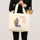 Grand Tote Bag Personalized Funny Sheep Knitter with yarn (Devant (produit))