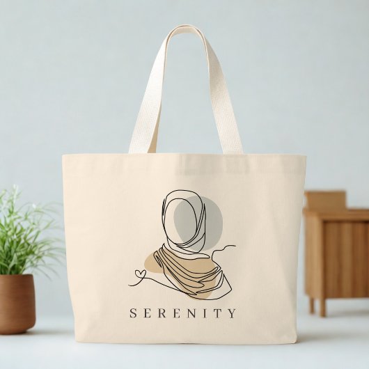 Grand Tote Bag Personalized Hijab Line Art Tote | World Hijab Day