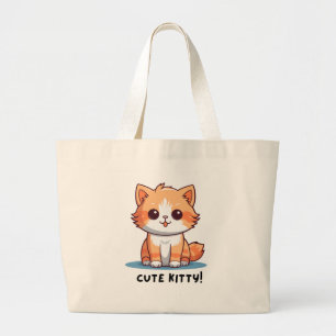Grand Tote Bag Personnage de chat adorable 'Cute Kitty' 