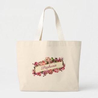 Grand Tote Bag Personnalisable Vintage Mignon Féminin Floral Demo