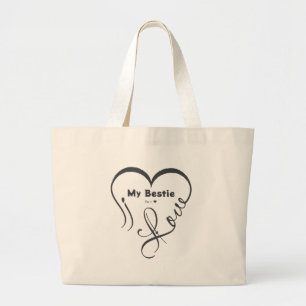 Grand Tote Bag Personnalisé J'aime ma meilleure amie • Toi = ♥