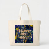 Grand Tote Bag Personnalisez votre amour Infinité : J'aime ma fil (Devant)