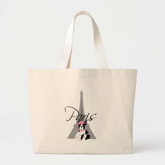 Grand Tote Bag Petit chien à Paris de le (Devant)