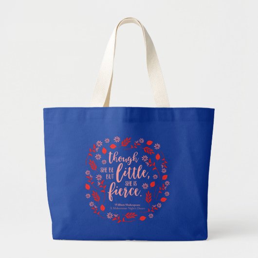 Grand Tote Bag Petit Floral Rouge Mais Fierce William Shakespeare (Devant)