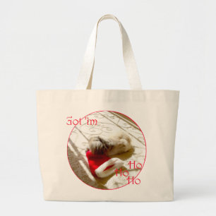 Grand Tote Bag Petit Pékinois Attrape Père Noël