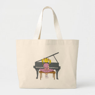 Grand Tote Bag petite fille jouant du piano
