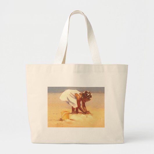 Grand Tote Bag Petite fille mignonne jouant dans le sable (Devant)