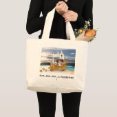 Grand Tote Bag Petite plage Fourre-tout de rat de pirate (Devant (produit))