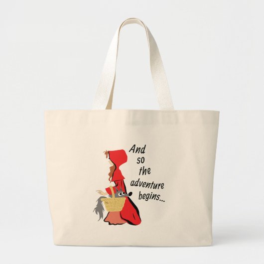 Grand Tote Bag Peu de capuchon rouge et son chiot de loup (Devant)
