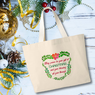 GRAND TOTE BAG PEUT-ÊTRE QUE LA PAIX SOIT VOTRE CADEAU À NOËL
