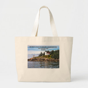 Grand Tote Bag Phare du port de la manne brûlée, Swans Island Mai
