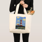 Grand Tote Bag Phare Pastel et champs de lavande (Devant (produit))