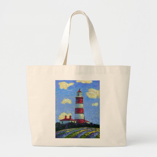 Grand Tote Bag Phare Pastel et champs de lavande (Devant)