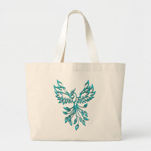 Grand Tote Bag Phénix bleu sarcelle s'élève