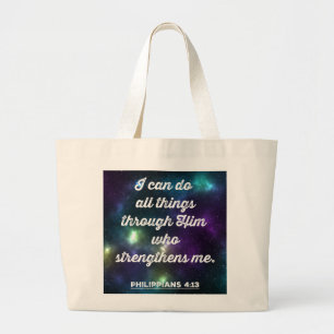 Grand Tote Bag Philippiens 4:13 Verse de la Bible