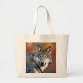 Grand Tote Bag Photo de visage de loup (Devant)
