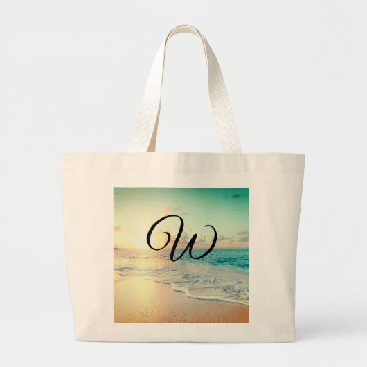 Grand Tote Bag Photo d'une plage à Sunrise (Devant)