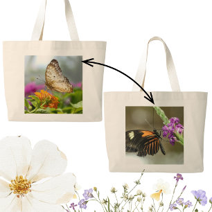 Grand Tote Bag Photographie de la Nature Papillon sur Fleur
