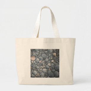Grand Tote Bag Pierres de plage Coques Galets Rochers Peinture Ar