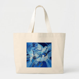Grand Tote Bag Pigeons de cordonnier en bleu de Cerulean