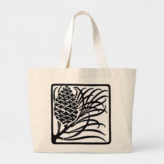 Grand Tote Bag Pine Cône Art nouveau (Devant)