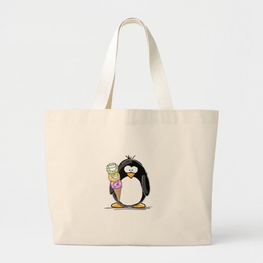 Grand Tote Bag Pingouin de crème glacée (Devant)