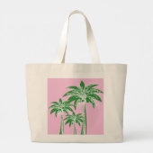 Grand Tote Bag Pink Green Palm Tree Preppy Beach Nom d'été (Dos)