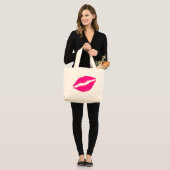 Grand Tote Bag Pink lipstick baiser pop art (Devant (modèle))