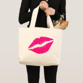 Grand Tote Bag Pink lipstick baiser pop art (Devant (produit))