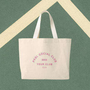 Grand Tote Bag Pink PKBL Social Club Crest Pickleball