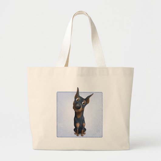 Grand Tote Bag Pinscher de dobermann (noir et Tan) DOB1 (Devant)