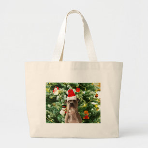 Grand Tote Bag Pitbull Chien Arbre de Noël Ornements Snowman