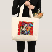 Grand Tote Bag Pitbull cosmique - coloré lumineux - idée de (Devant (produit))
