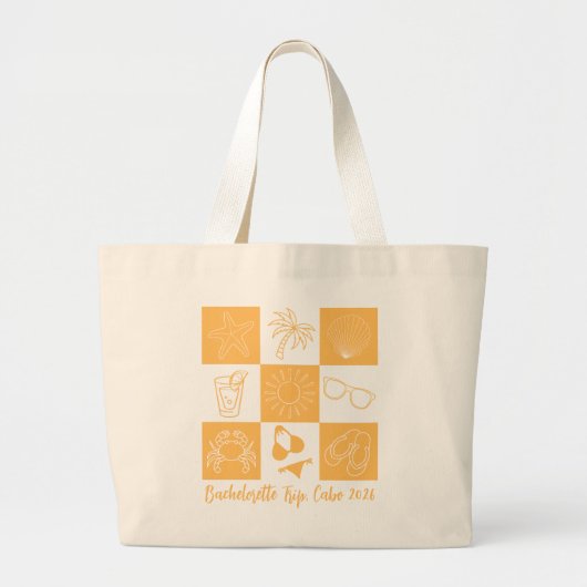 Grand Tote Bag Plage Bachelorette Jaune (Devant)