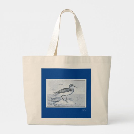 Grand Tote Bag Plage de Seagull Bird Océan Tropical Summer Monogr (Dos)