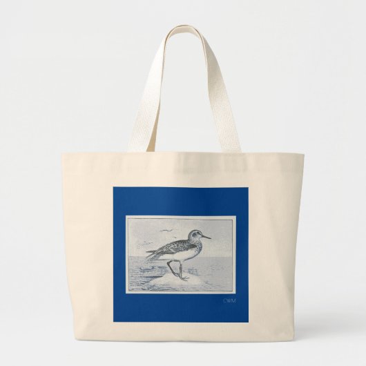 Grand Tote Bag Plage de Seagull Bird Océan Tropical Summer Monogr (Devant)