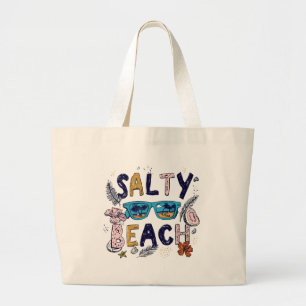 Grand Tote Bag Plage Salée Graphique Rétro de Vacances d'Été Trop