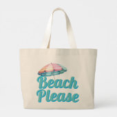 Grand Tote Bag Plage S'il vous plaît mignonne et drôle (Dos)