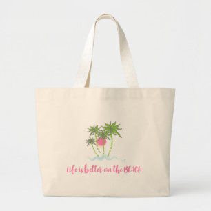 Grand Tote Bag Plage Style Tropical Été Amusant