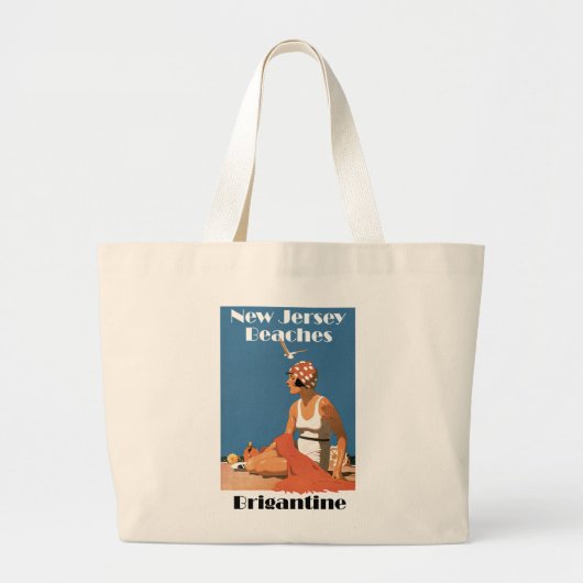 Grand Tote Bag Plages du New Jersey ~ Brigantine (Devant)