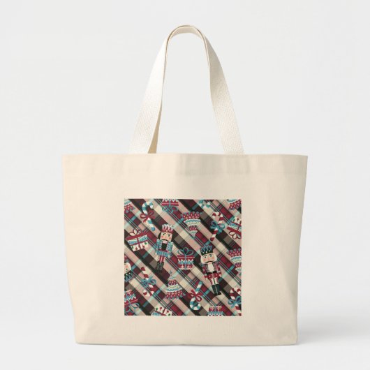 Grand Tote Bag Plaid Blue Burgundy (Devant)