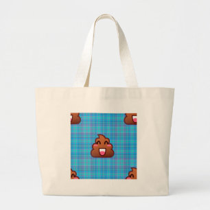 Grand Tote Bag plaid poop emoji