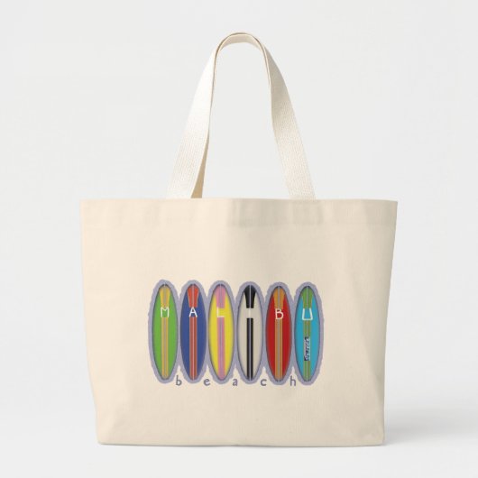 Grand Tote Bag Planches de surf de plage de Malibu (Devant)